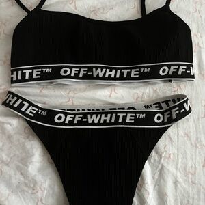 Off-White Black Ribbed Bikini Set